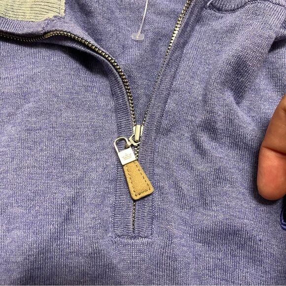 Peter Millar Crown Soft Sweater Medium Purple 1/4 Zip Cotton Silk Golf Turtle - Picture 6 of 8